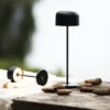 SET Akku Tischleuchten per USB aufladbar, Schwarz Höhe 20cm & 36cm
