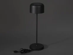 SET Akku Tischleuchten per USB aufladbar, Schwarz Höhe 20cm & 36cm