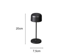 SET Akku Tischleuchten per USB aufladbar, Schwarz Höhe 20cm & 36cm