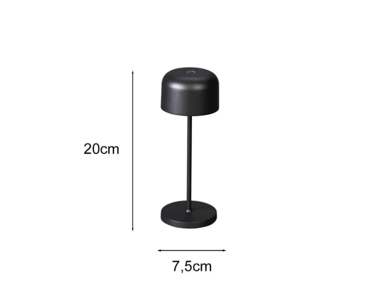 SET Akku Tischleuchten per USB aufladbar, Schwarz Höhe 20cm & 36cm
