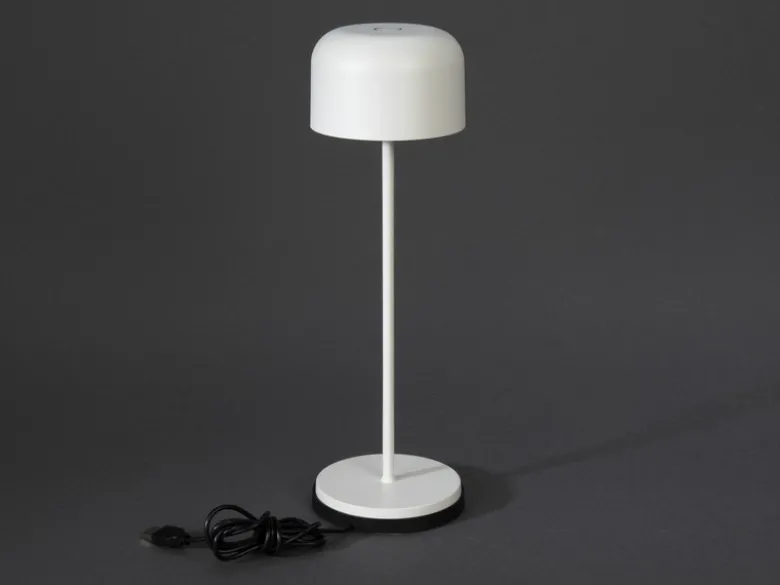 SET Akku Tischleuchten per USB aufladbar, Weiß Höhe 20cm & 36cm