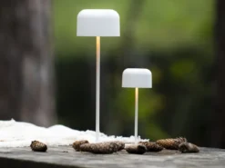 SET Akku Tischleuchten per USB aufladbar, Weiß Höhe 20cm & 36cm