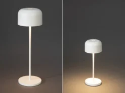 SET Akku Tischleuchten per USB aufladbar, Weiß Höhe 20cm & 36cm