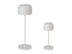 SET Akku Tischleuchten per USB aufladbar, Weiß Höhe 20cm & 36cm