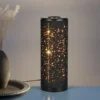 SET ausgefallene Stehlampe & Tischlampe Stoff Schwarz Gold mit Starlight Effekt