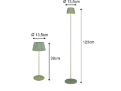 SET: Kleine Akku Stehlampe 123cm & Tischlampe 39cm für Outdoor kabellos Grün