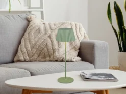 SET: Kleine Akku Stehlampe 123cm & Tischlampe 39cm für Outdoor kabellos Grün