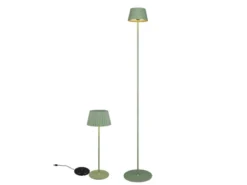 SET: Kleine Akku Stehlampe 123cm & Tischlampe 39cm für Outdoor kabellos Grün
