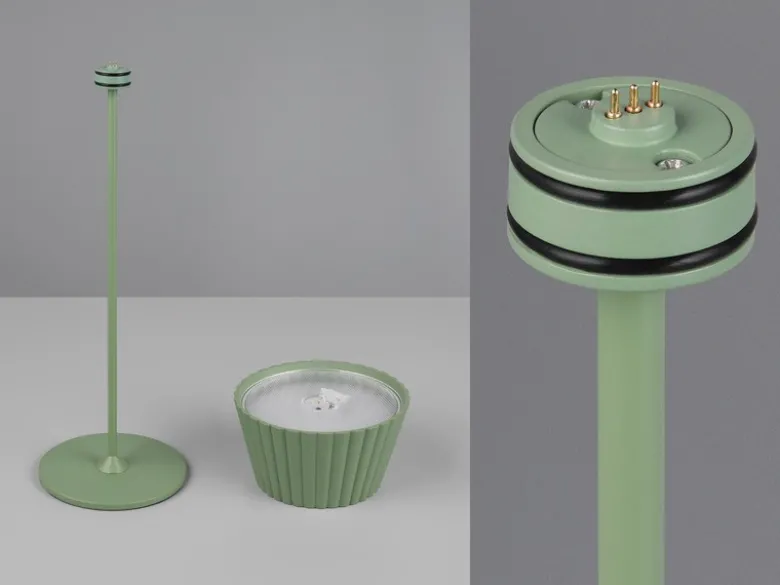 SET: Kleine Akku Stehlampe 123cm & Tischlampe 39cm für Outdoor kabellos Grün