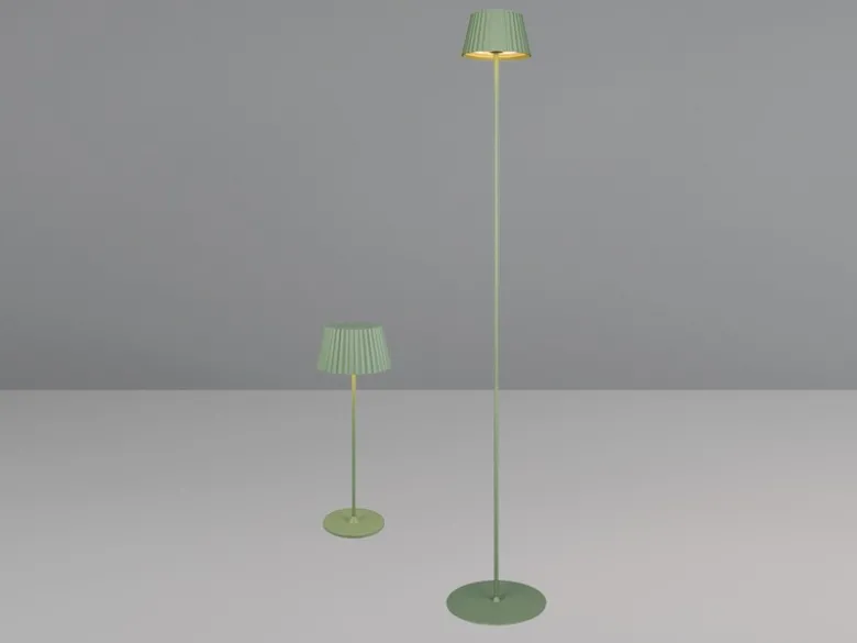 SET: Kleine Akku Stehlampe 123cm & Tischlampe 39cm für Outdoor kabellos Grün
