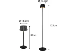 SET: Kleine Akku Stehlampe 123cm & Tischlampe 39cm für Outdoor kabellos Schwarz