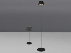 SET: Kleine Akku Stehlampe 123cm & Tischlampe 39cm für Outdoor kabellos Schwarz