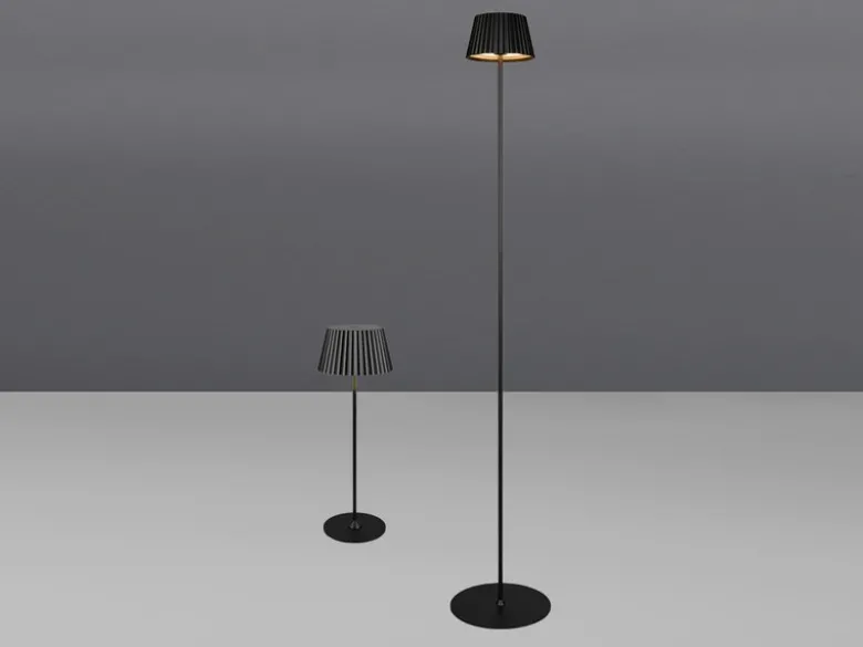 SET: Kleine Akku Stehlampe 123cm & Tischlampe 39cm für Outdoor kabellos Schwarz