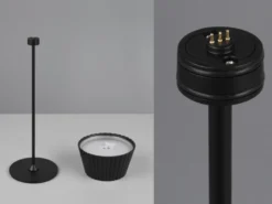 SET: Kleine Akku Stehlampe 123cm & Tischlampe 39cm für Outdoor kabellos Schwarz