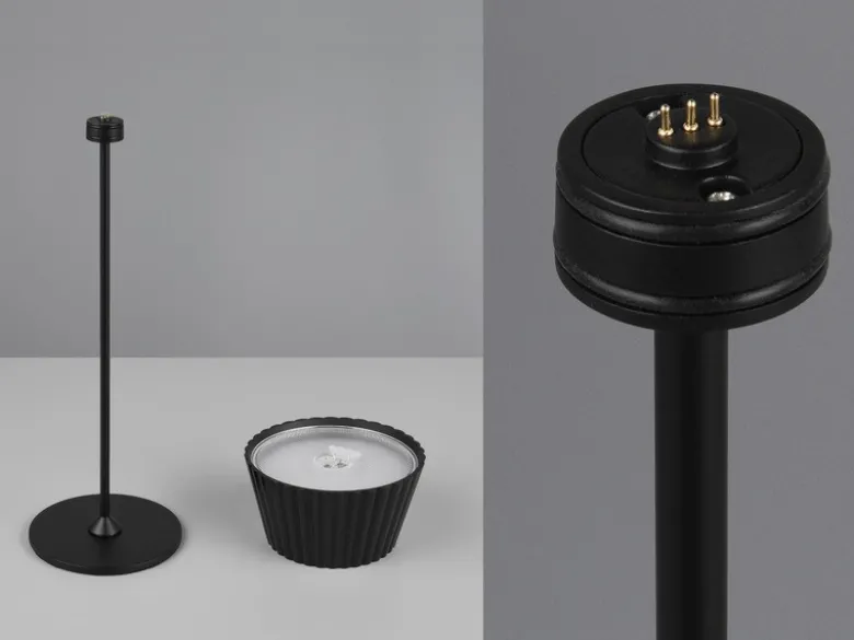 SET: Kleine Akku Stehlampe 123cm & Tischlampe 39cm für Outdoor kabellos Schwarz