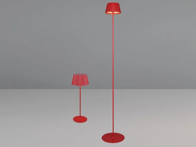 SET: Kleine Akku Stehlampe 123cm & Tischlampe 39cm für Outdoor kabellos Rot