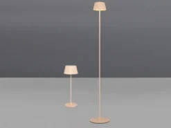 SET: Kleine Akku Stehlampe 123cm & Tischlampe 39cm für Outdoor kabellos Beige