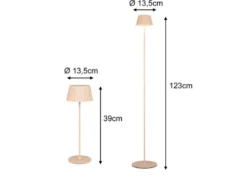 SET: Kleine Akku Stehlampe 123cm & Tischlampe 39cm für Outdoor kabellos Beige