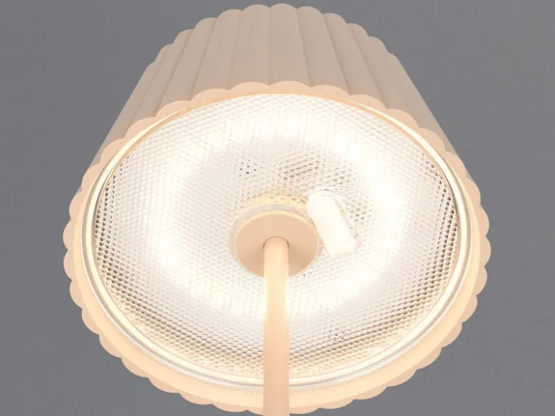 SET: Kleine Akku Stehlampe 123cm & Tischlampe 39cm für Outdoor kabellos Beige