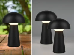 SET Outdoor Akku LED Tischleuchten Touch Dimmer, Schwarz Höhe 21cm