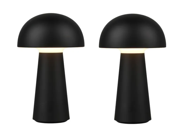 SET Outdoor Akku LED Tischleuchten Touch Dimmer, Schwarz Höhe 21cm