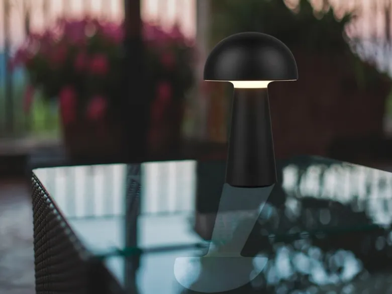 SET Outdoor Akku LED Tischleuchten Touch Dimmer, Schwarz Höhe 21cm
