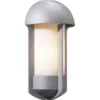 Silberne Aluminium Wandleuchte TYR, E27, opales Acryglas, IP23
