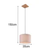 Skandinavische LED Pendelleuchte mit beigem Stoffschirm und Naturholz, Ø 35cm