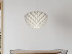Skandinavische Pendelleuchte TILIA 1-flammig, Lampenschirm Weiß, Ø 40cm