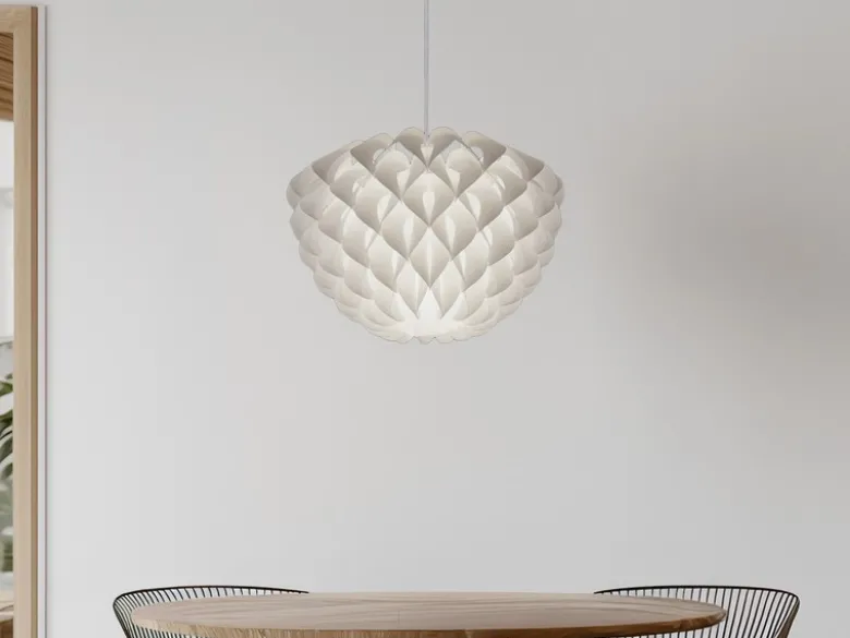 Skandinavische Pendelleuchte TILIA 1-flammig, Lampenschirm Weiß, Ø 40cm