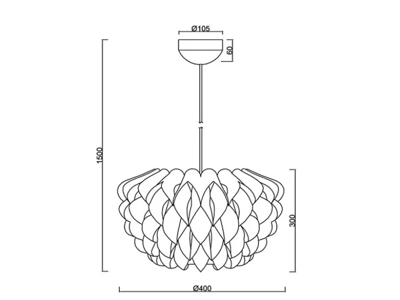 Skandinavische Pendelleuchte TILIA 1-flammig, Lampenschirm Weiß, Ø 40cm
