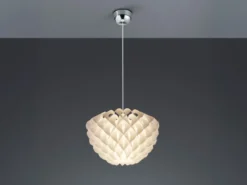 Skandinavische Pendelleuchte TILIA 1-flammig, Lampenschirm Weiß, Ø 40cm
