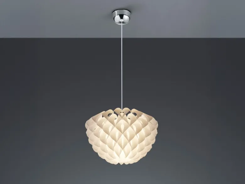 Skandinavische Pendelleuchte TILIA 1-flammig, Lampenschirm Weiß, Ø 40cm