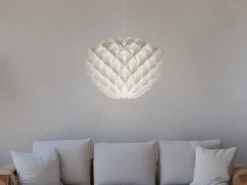 Skandinavische Pendelleuchte TILIA 1-flammig, Lampenschirm Weiß, Ø 40cm