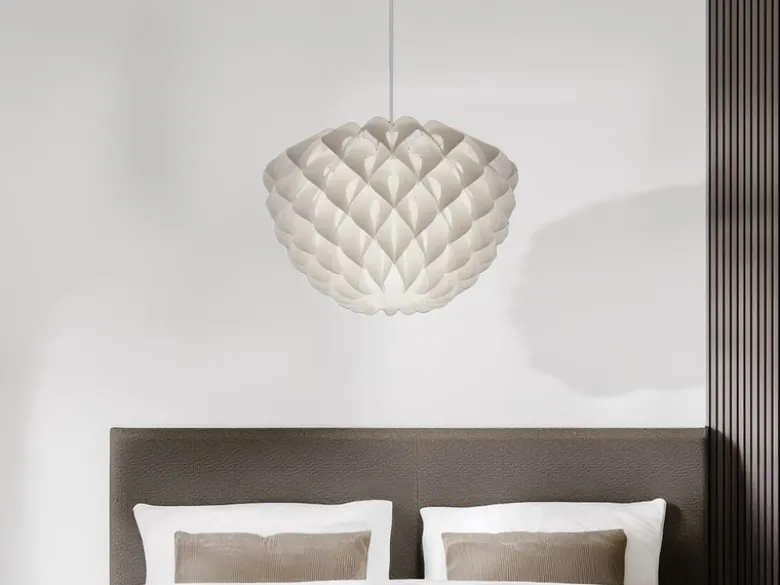 Skandinavische Pendelleuchte TILIA 1-flammig, Lampenschirm Weiß, Ø 40cm