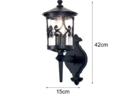 Sockel Laterne HEREFORD aus Alu im Landhausstil, Schwarz Höhe 34cm