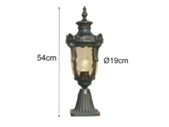 Sockel Laterne PHILADELPHIA Jugendstil mit Amberglas, Höhe 54cm