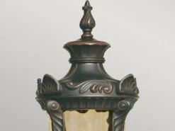 Sockel Laterne PHILADELPHIA Jugendstil mit Amberglas, Höhe 54cm