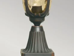 Sockel Laterne PHILADELPHIA Jugendstil mit Amberglas, Höhe 54cm