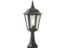 Sockelleuchte aus Aluminium Grün, antike E27 Gartenlaterne, Höhe 55cm