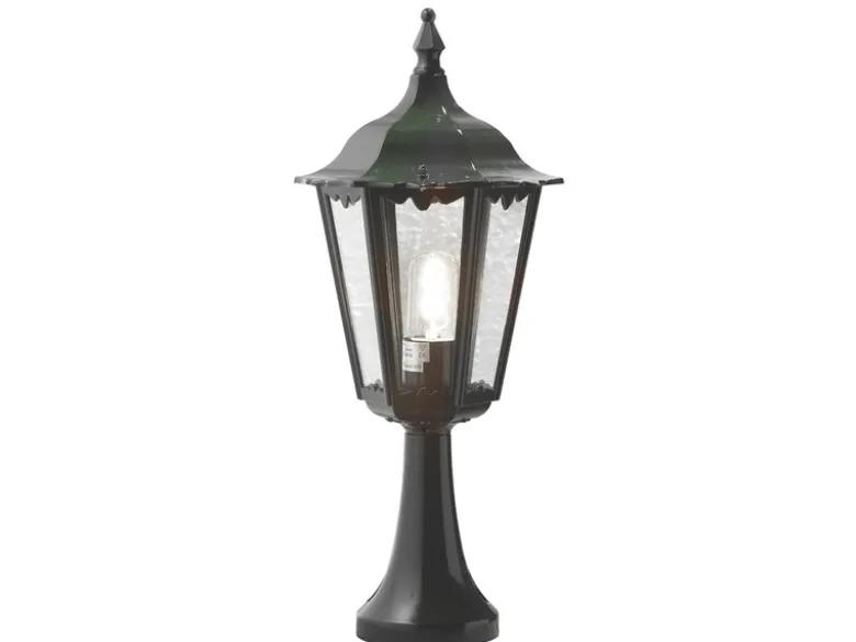 Sockelleuchte aus Aluminium Grün, antike E27 Gartenlaterne, Höhe 55cm