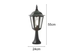 Sockelleuchte aus Aluminium Grün, antike E27 Gartenlaterne, Höhe 55cm