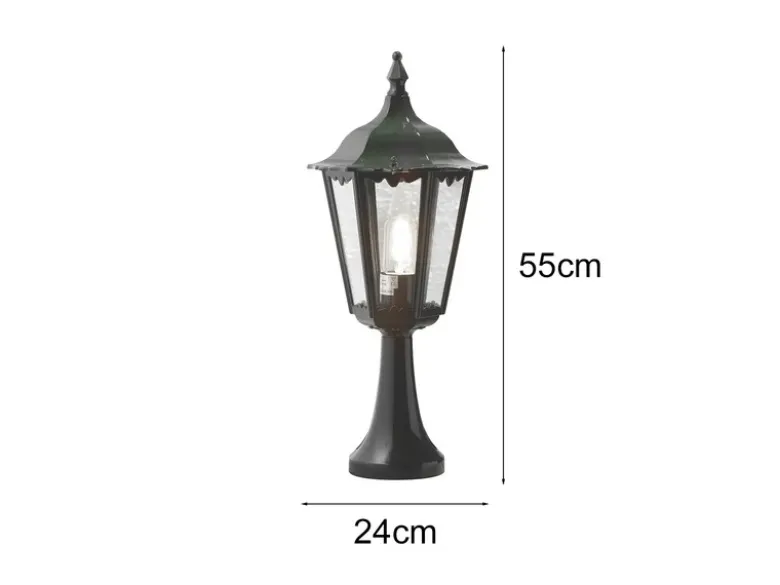 Sockelleuchte aus Aluminium Grün, antike E27 Gartenlaterne, Höhe 55cm