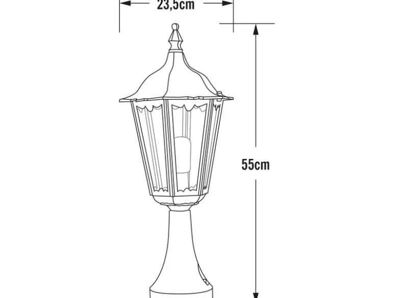 Sockelleuchte aus Aluminium Grün, antike E27 Gartenlaterne, Höhe 55cm
