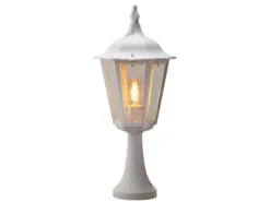 Sockelleuchte aus Aluminium Weiß, antike E27 Gartenlaterne, Höhe 55cm