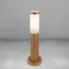 Sockelleuchte BOSTON aus Edelstahl in Holzoptik, Höhe 45cm