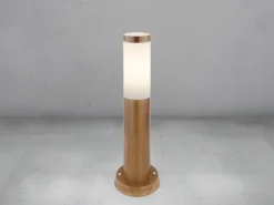 Sockelleuchte BOSTON aus Edelstahl in Holzoptik, Höhe 45cm