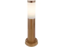 Sockelleuchte BOSTON aus Edelstahl in Holzoptik, Höhe 45cm