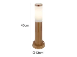 Sockelleuchte BOSTON aus Edelstahl in Holzoptik, Höhe 45cm