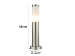 Sockelleuchte BOSTON aus Edelstahl in Silber, Höhe 45cm